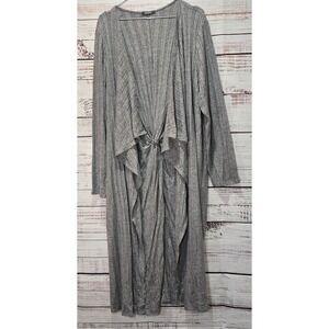 Duster Cardigan Grey Women's 1X NWOT Open Front Ribbed Twist Back